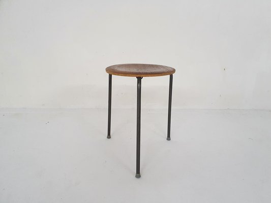 Teak and Metal Tripod Stool, Denmark, 1960s-ZO-1297759