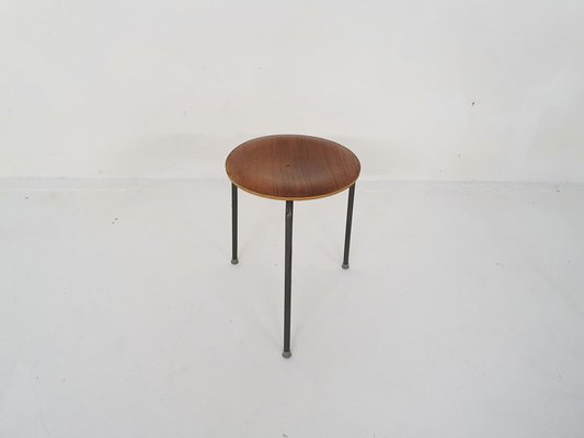 Teak and Metal Tripod Stool, Denmark, 1960s-ZO-1297759