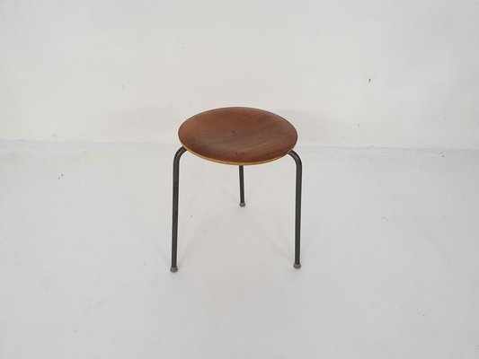 Teak and Metal Tripod Stool, Denmark, 1960s-ZO-1297759