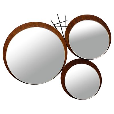 Teak and Metal Wall Mirror Composition, Italy, 1960s-YUW-1351366