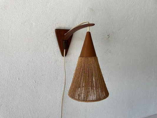 Teak and Natural Ropes Sconce by Ib Fabiansen for Fog & Mørup, Denmark, 1960s-RDS-1367648