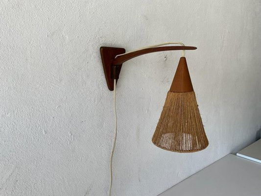 Teak and Natural Ropes Sconce by Ib Fabiansen for Fog & Mørup, Denmark, 1960s-RDS-1367648