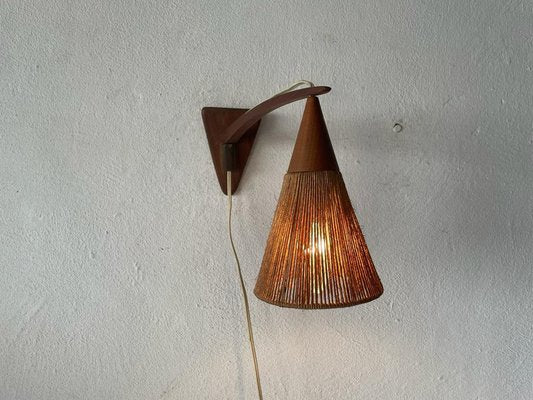 Teak and Natural Ropes Sconce by Ib Fabiansen for Fog & Mørup, Denmark, 1960s-RDS-1367648