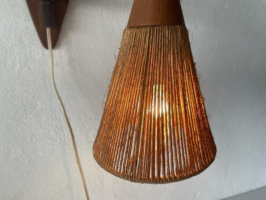 Teak and Natural Ropes Sconce by Ib Fabiansen for Fog & Mørup, Denmark, 1960s-RDS-1367648