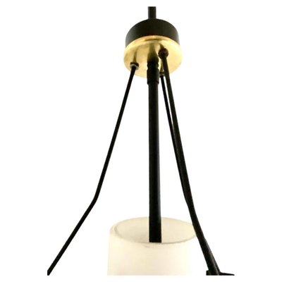 Teak and Opaline Glass Hanging Light from Stilnovo, 1950s-TOI-1801018