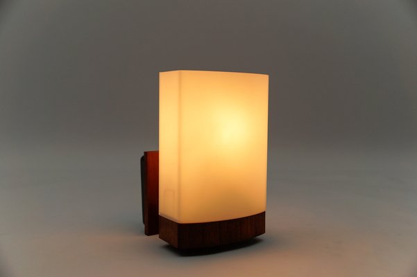 Teak and Opaline Glass Wall Lamp from Kaiser Leuchten, 1960s-KQB-1755954