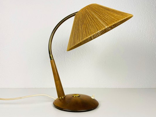 Teak and Rattan Table Lamp from Temde, 1970s-PUK-1050932