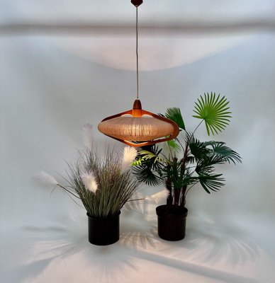 Teak and Sisal Cord Weave Hanging Lamp from Temde Leuchten, 1960s-JP-1820958