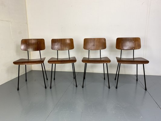 Teak and Steel Dining Chairs by Tjerk Reijenga for Pilastro, 1950s-1960s, Set of 4-DE-1700579