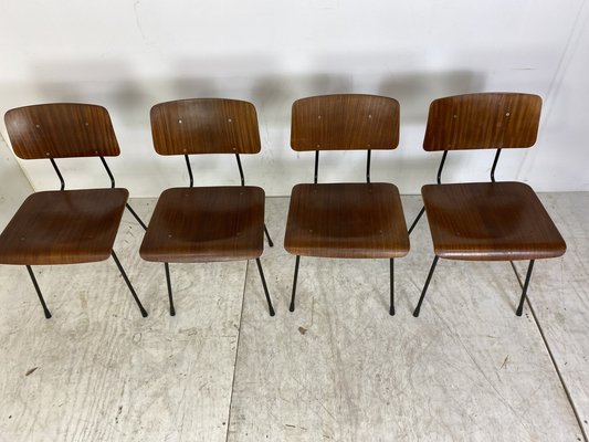 Teak and Steel Dining Chairs by Tjerk Reijenga for Pilastro, 1950s-1960s, Set of 4-DE-1700579