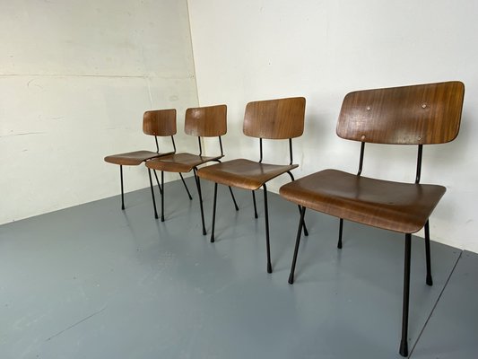 Teak and Steel Dining Chairs by Tjerk Reijenga for Pilastro, 1950s-1960s, Set of 4-DE-1700579