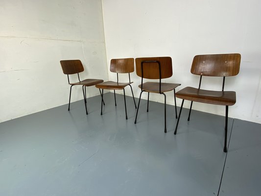 Teak and Steel Dining Chairs by Tjerk Reijenga for Pilastro, 1950s-1960s, Set of 4-DE-1700579