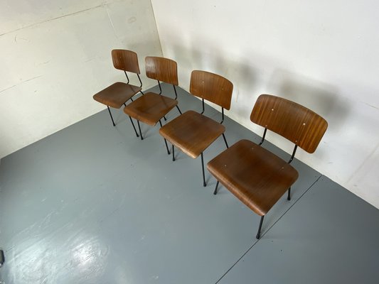 Teak and Steel Dining Chairs by Tjerk Reijenga for Pilastro, 1950s-1960s, Set of 4-DE-1700579