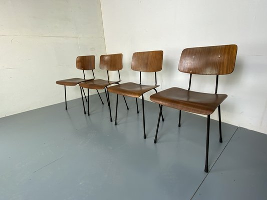 Teak and Steel Dining Chairs by Tjerk Reijenga for Pilastro, 1950s-1960s, Set of 4-DE-1700579