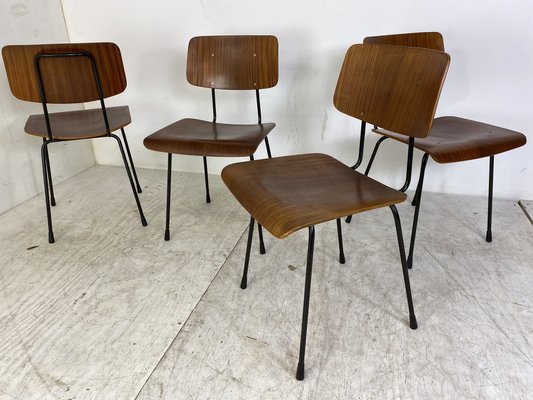 Teak and Steel Dining Chairs by Tjerk Reijenga for Pilastro, 1950s-1960s, Set of 4-DE-1700579