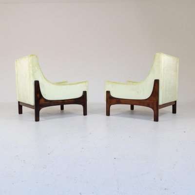 Teak and Velvet Armchairs, 1960s, Set of 2-SXX-1808380