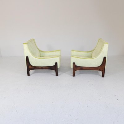 Teak and Velvet Armchairs, 1960s, Set of 2-SXX-1808380