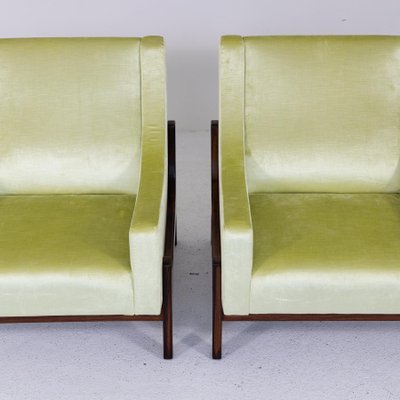 Teak and Velvet Armchairs, 1960s, Set of 2-SXX-1808380