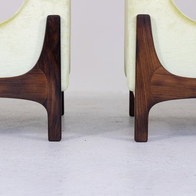 Teak and Velvet Armchairs, 1960s, Set of 2-SXX-1808380