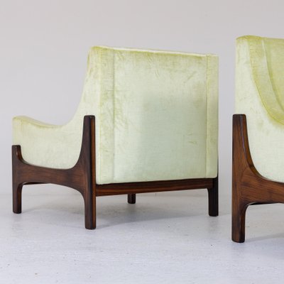 Teak and Velvet Armchairs, 1960s, Set of 2-SXX-1808380