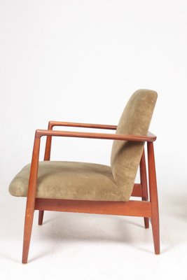 Teak and Velvet Lounge Chairs from C.B. Hansen, 1950s, Set of 2-FK-618397