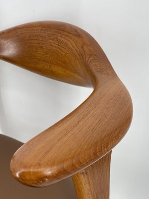 Teak Armchair Model 49 with Leather Seat by Erik Kirkegaard for Høng Stolefabrik, Denmark, 1960s-CZ-2041206