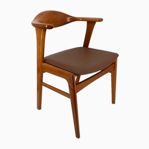 Teak Armchair Model 49 with Leather Seat by Erik Kirkegaard for Høng Stolefabrik, Denmark, 1960s-CZ-2041206