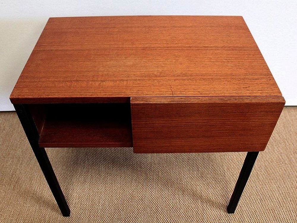 Teak Bedside or End Tables in the Style of Minvielle, 1960s, Set of 2