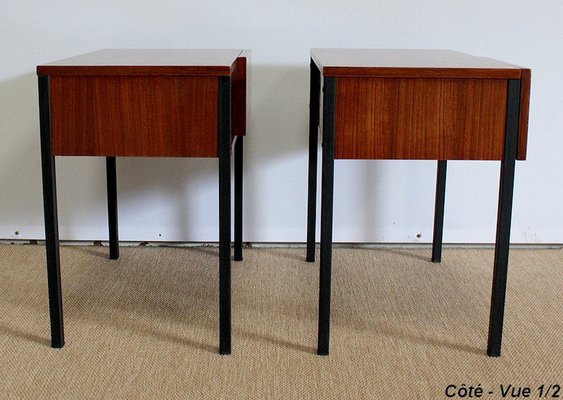 Teak Bedside or End Tables in the Style of Minvielle, 1960s, Set of 2-RVK-953840