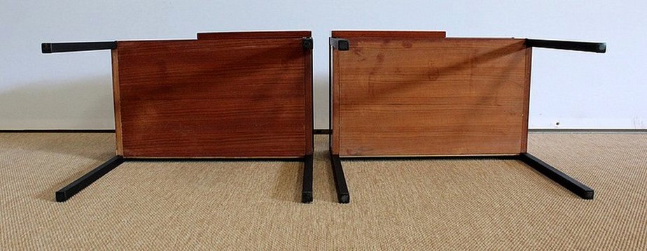 Teak Bedside or End Tables in the Style of Minvielle, 1960s, Set of 2-RVK-953840