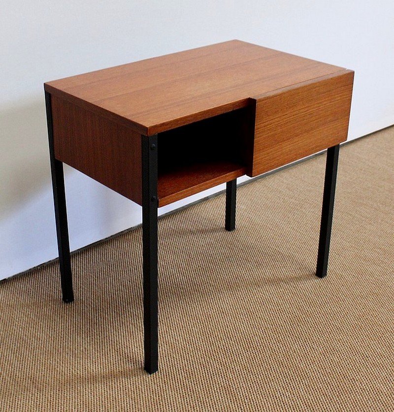 Teak Bedside or End Tables in the Style of Minvielle, 1960s, Set of 2