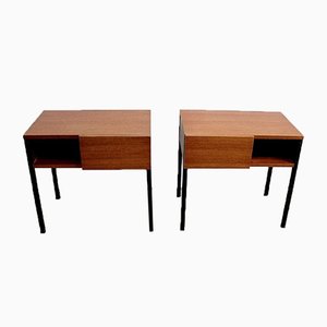 Teak Bedside or End Tables in the Style of Minvielle, 1960s, Set of 2-RVK-953840