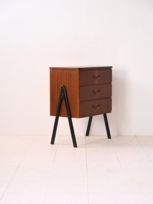 Teak Bedside Table and Black Details, 1960s-QWP-2034966