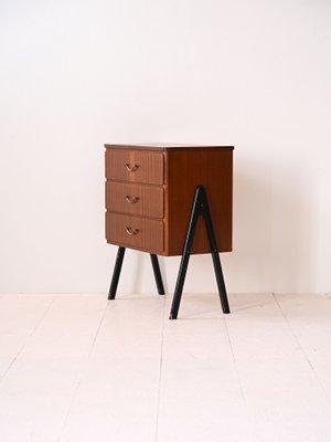 Teak Bedside Table and Black Details, 1960s-QWP-2034966