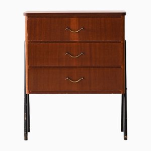 Teak Bedside Table and Black Details, 1960s-QWP-2034966