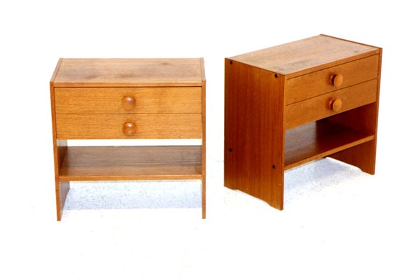 Teak Bedside Tables, Sweden, 1970s, Set of 2-GEK-1326005