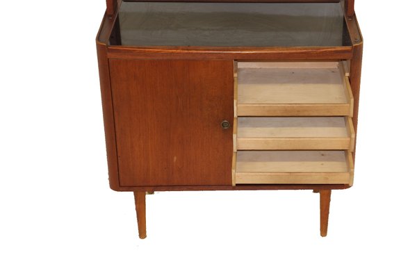 Teak & Black Formica Shelving Unit with Cabinet, Sweden, 1950-GEK-1286437