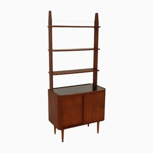 Teak & Black Formica Shelving Unit with Cabinet, Sweden, 1950-GEK-1286437