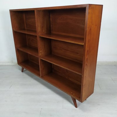 Teak Bookshelf with Compass Leg, 1950s-EAD-1777989