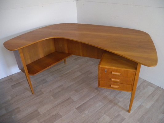 Teak Boomerang Desk by Hans Hartl for WK-Möbel, 1950s-FEO-1786952