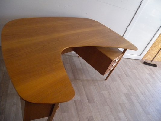 Teak Boomerang Desk by Hans Hartl for WK-Möbel, 1950s-FEO-1786952