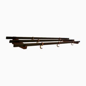 Teak, Brass and Black Metal Coat and Hat Rack, 1960s-ED-1820605