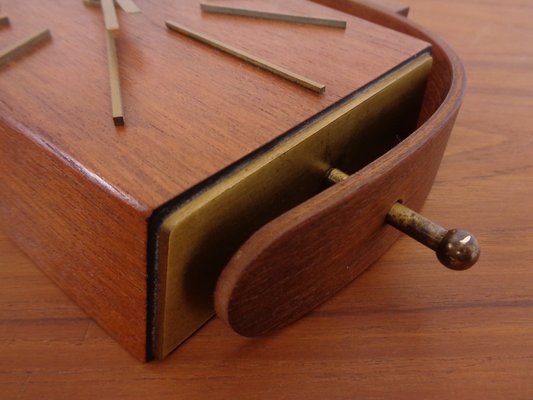 Teak & Brass Dugena Electric Wall Clock, Germany, 1960s-RDW-1797546