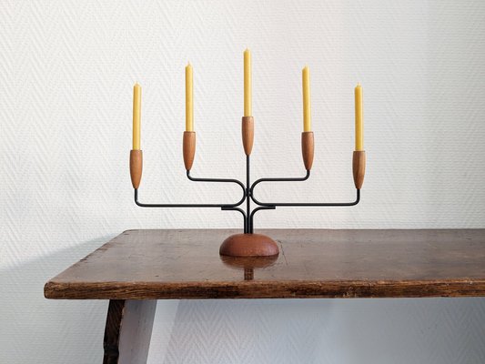 Teak Candleholder from Lüthje, Denmark, 1960s-BLG-2042194