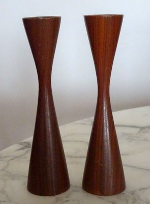 Teak Candleholders, 1960s, Set of 2-GT-801961