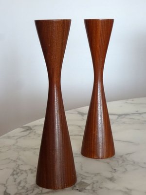 Teak Candleholders, 1960s, Set of 2-GT-801961