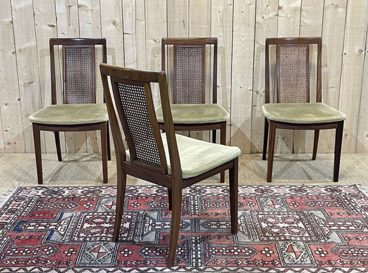 Teak Chairs with Canné File from the G-Plan, 1970s, Set of 4