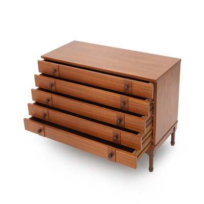 Teak Chest of Drawers with Wooden Knobs, 1960s-EZ-1812676