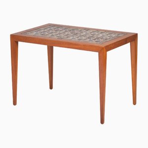 Teak Coffee Table with Royal Copenhagen Tile Top by Severin Hansen for Haslev, Denmark, 1960s-ZGQ-1734665