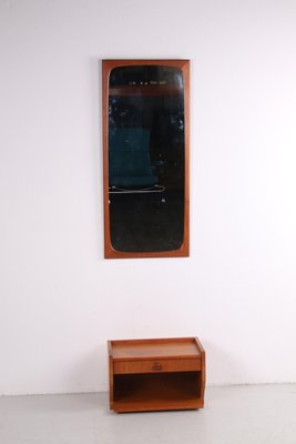 Teak Corridor Set of Mirror & Floating Chest of Drawers, 1960s, Set of 2-EZZ-884980